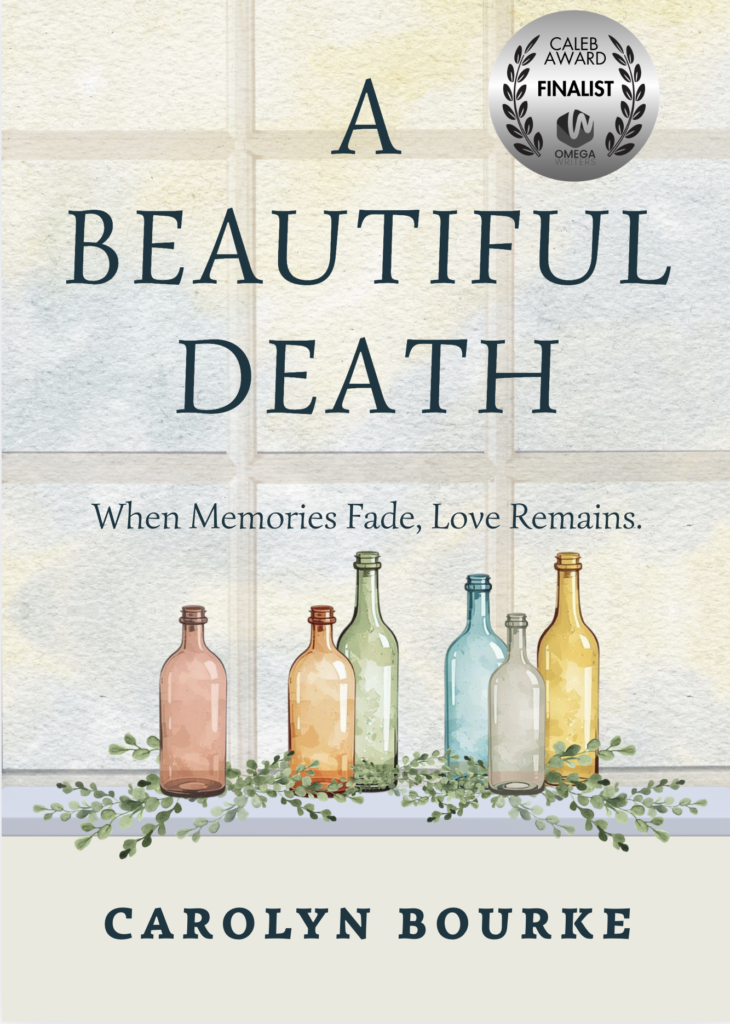 A Beautiful Death Book Cover with bottles on a window ledge